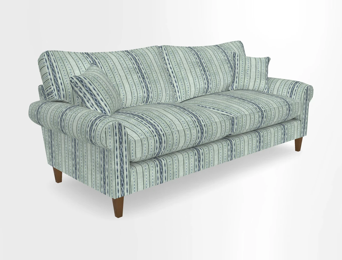 Waverley 4 Seater Sofa in Cloth 18 Bengal Stripe Indigo