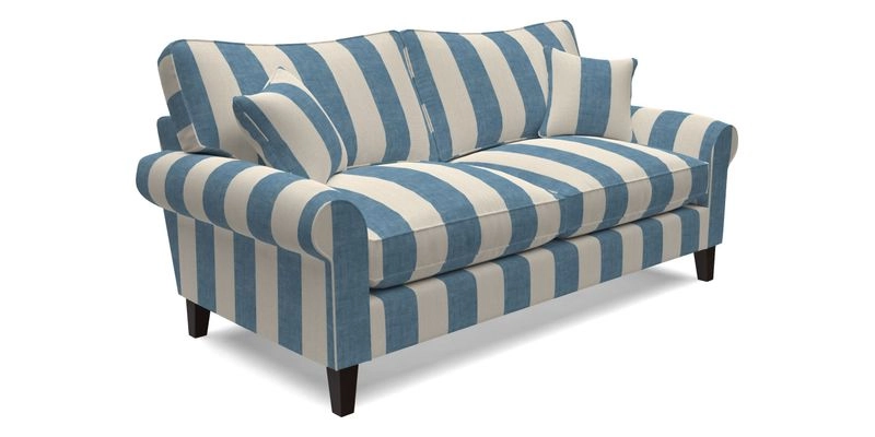Waverley 3 Seater Sofa in Cloth 18 Bengal Stripe Indigo