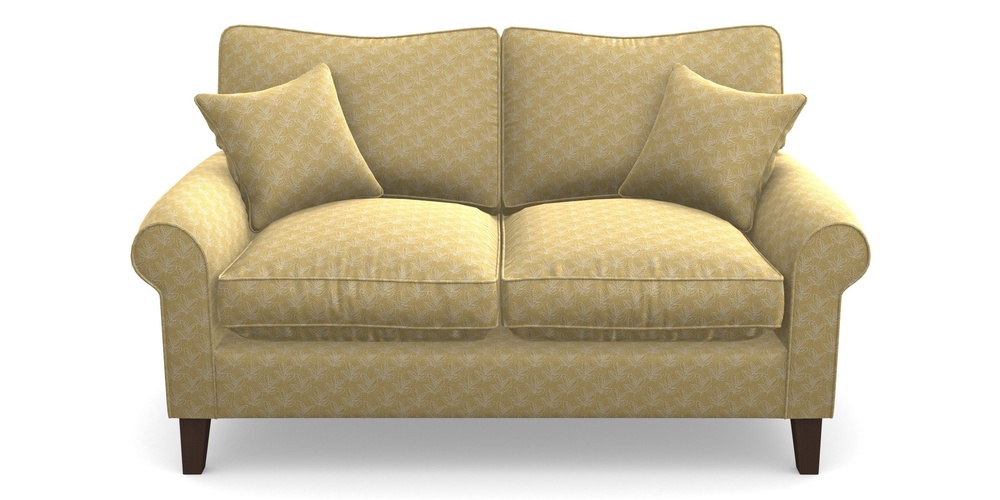 Product photograph of Waverley Scroll Arm 2 Seater Sofa In Cloth 21 - Decorative Leaf - Canary from Sofas and Stuff Limited