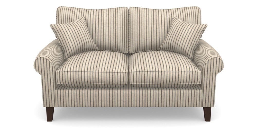 Product photograph of Waverley Scroll Arm 2 Seater Sofa In Cloth 18 Stripes - Ticking - Bible Black from Sofas and Stuff Limited