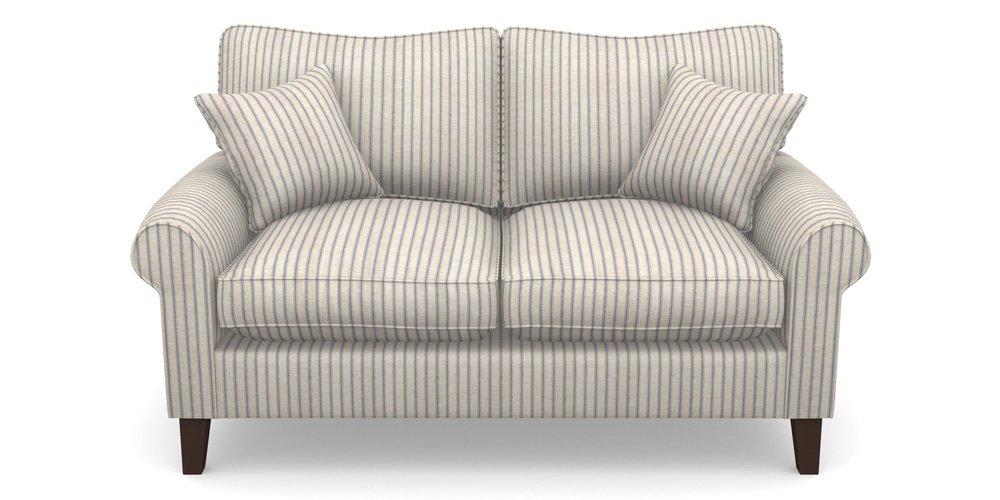 Product photograph of Waverley Scroll Arm 2 Seater Sofa In Cloth 18 Stripes - Ticking - Indigo from Sofas and Stuff Limited