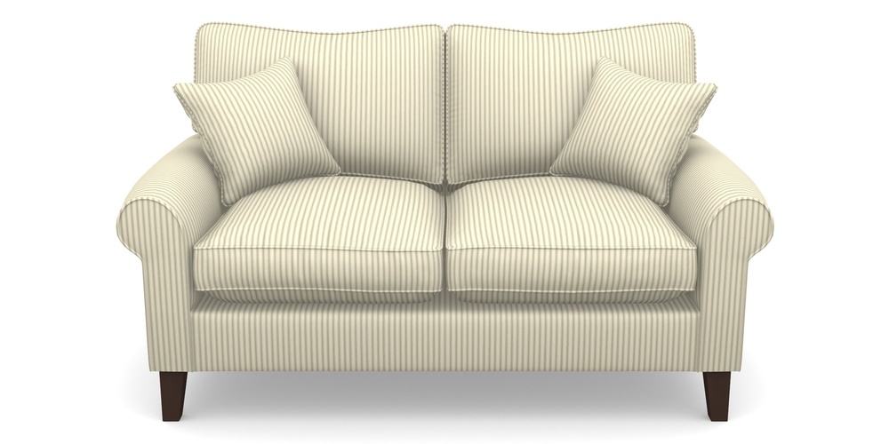 Product photograph of Waverley Scroll Arm 2 Seater Sofa In Cotton Stripe - Sage from Sofas and Stuff Limited