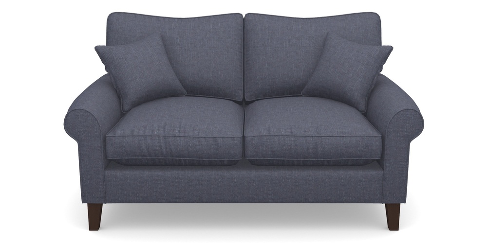 Product photograph of Waverley Scroll Arm 2 Seater Sofa In Easy Clean Plain - Navy from Sofas and Stuff Limited