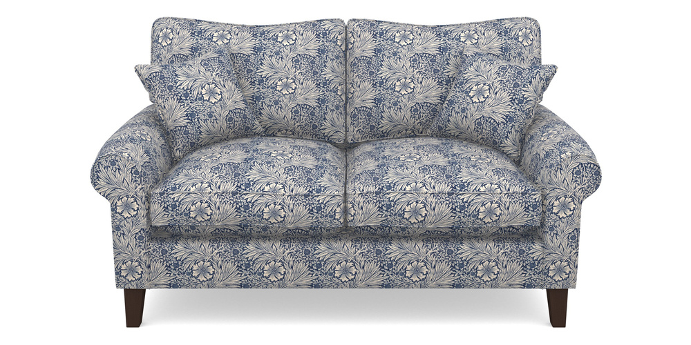 Product photograph of Waverley Scroll Arm 2 Seater Sofa In William Morris Collection - Marigold - Indigo Linen from Sofas and Stuff Limited