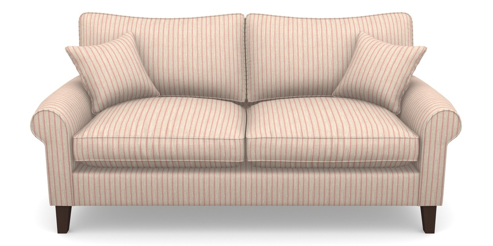 Product photograph of Waverley Scroll Arm 3 Seater Sofa In Cloth 18 Stripes - Ticking - Cranberry from Sofas and Stuff Limited