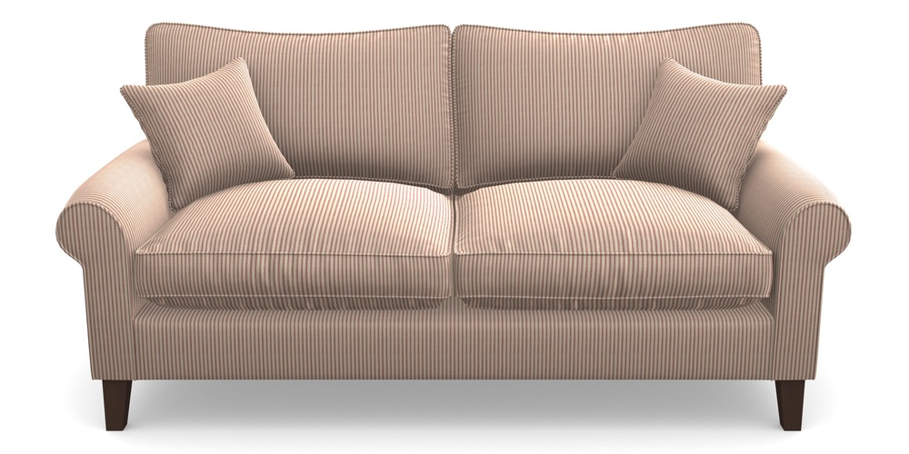 Product photograph of Waverley Scroll Arm 3 Seater Sofa In Cloth 21 - Simple Stripe - Cassis from Sofas and Stuff Limited