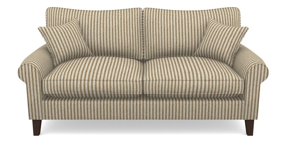 Product photograph of Waverley Scroll Arm 3 Seater Sofa In Cloth 22 - Pinstripe - Fallen Leaf from Sofas and Stuff Limited