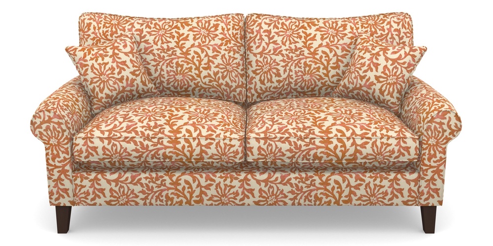 Product photograph of Waverley Scroll Arm 3 Seater Sofa In V A Brompton Collection - Floral Scroll - Terracotta from Sofas and Stuff Limited