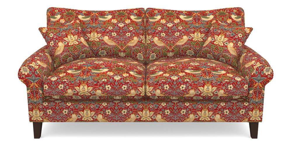 Product photograph of Waverley Scroll Arm 3 Seater Sofa In William Morris Collection - Strawberry Thief - Crimson Slate from Sofas and Stuff Limited