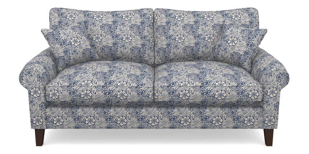 Product photograph of Waverley Scroll Arm 3 Seater Sofa In William Morris Collection - Marigold - Indigo Linen from Sofas and Stuff Limited