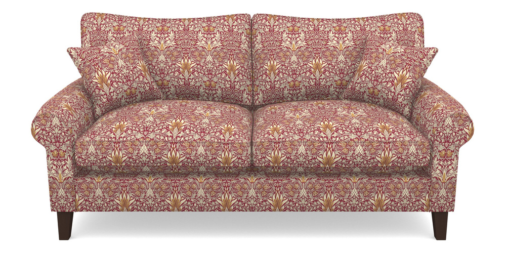 Product photograph of Waverley Scroll Arm 3 Seater Sofa In William Morris Collection - Snakeshead - Claret Gold from Sofas and Stuff Limited