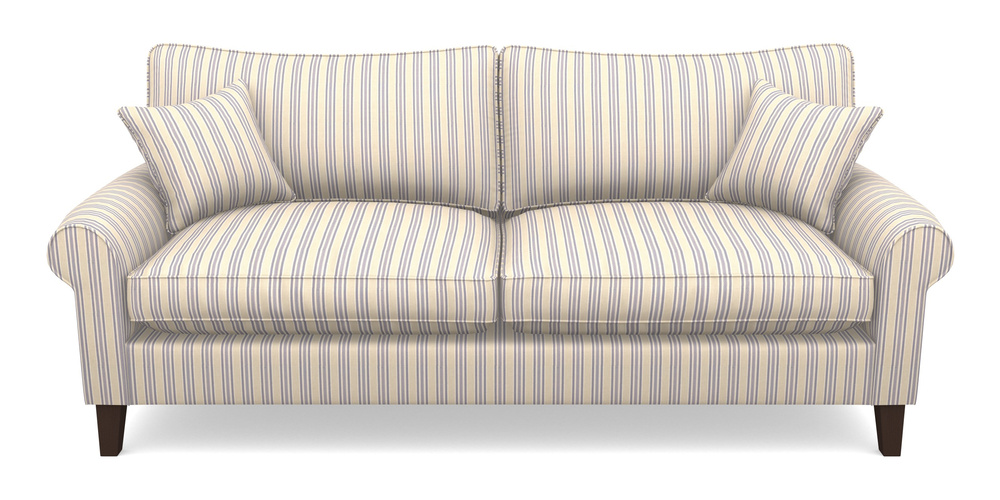 Product photograph of Waverley Scroll Arm 4 Seater Sofa In Cloth 22 - Racing Stripes Ayr - Blueberry from Sofas and Stuff Limited