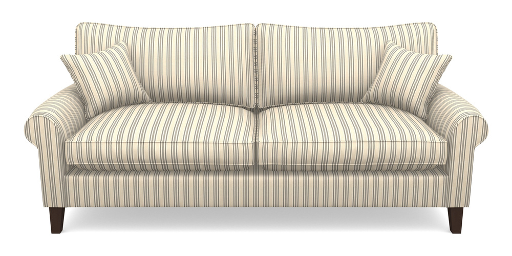 Product photograph of Waverley Scroll Arm 4 Seater Sofa In Cloth 22 - Racing Stripes Ayr - Charcoal from Sofas and Stuff Limited