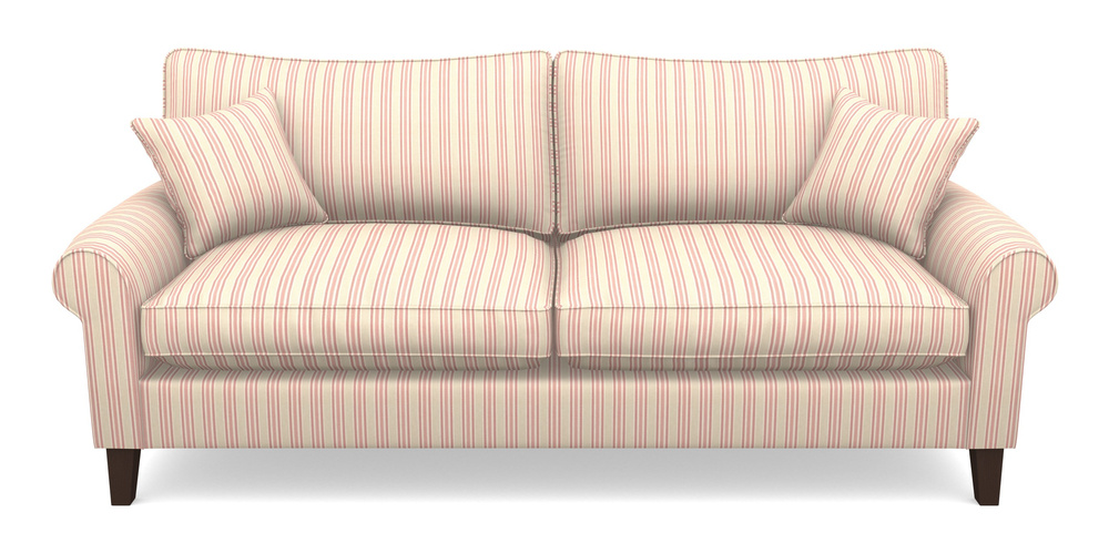 Product photograph of Waverley Scroll Arm 4 Seater Sofa In Cloth 22 - Racing Stripes Ayr - Cherry from Sofas and Stuff Limited