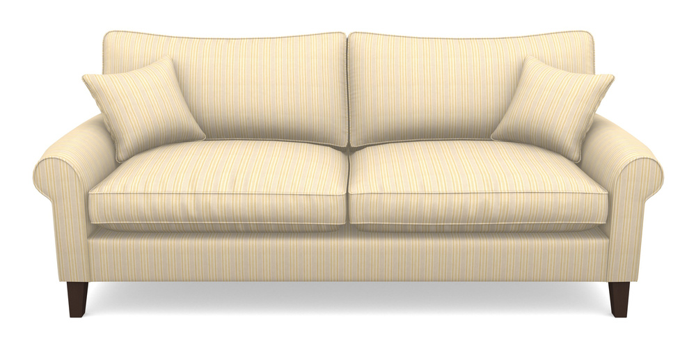 Product photograph of Waverley Scroll Arm 4 Seater Sofa In Cloth 22 - Racing Stripes Ayr - Lemon from Sofas and Stuff Limited
