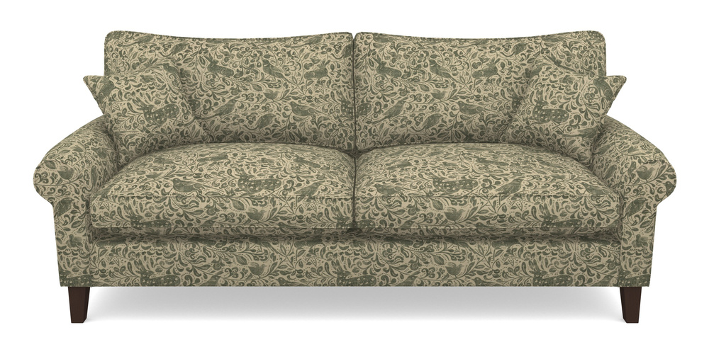 Product photograph of Waverley Scroll Arm 4 Seater Sofa In V A Drawn From Nature - Bird And Rabbit - Dark Green from Sofas and Stuff Limited