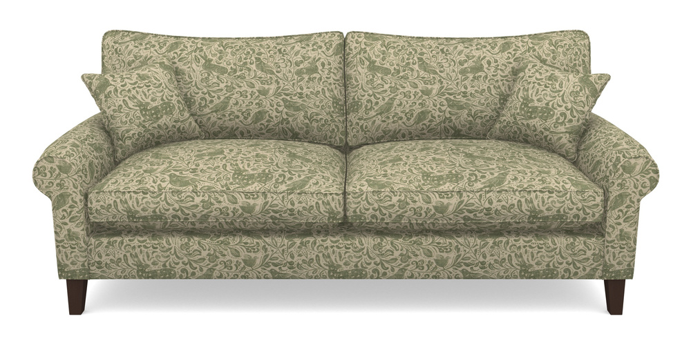Product photograph of Waverley Scroll Arm 4 Seater Sofa In V A Drawn From Nature - Bird And Rabbit - Light Green from Sofas and Stuff Limited