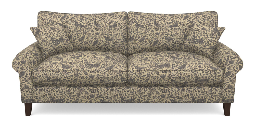 Product photograph of Waverley Scroll Arm 4 Seater Sofa In V A Drawn From Nature - Bird And Rabbit - Navy from Sofas and Stuff Limited