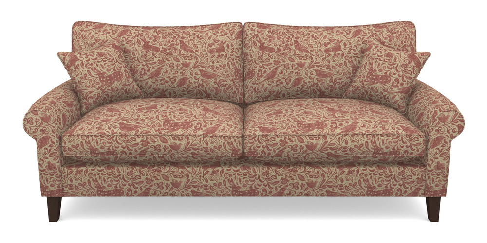 Product photograph of Waverley Scroll Arm 4 Seater Sofa In V A Drawn From Nature - Bird And Rabbit - Red from Sofas and Stuff Limited