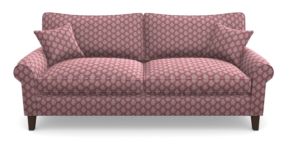 Product photograph of Waverley Scroll Arm 4 Seater Sofa In Cloth 21 - Coral 1 - Cassis from Sofas and Stuff Limited