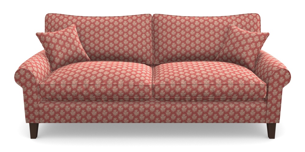 Product photograph of Waverley Scroll Arm 4 Seater Sofa In Cloth 21 - Coral 1 - Ginger Snap from Sofas and Stuff Limited