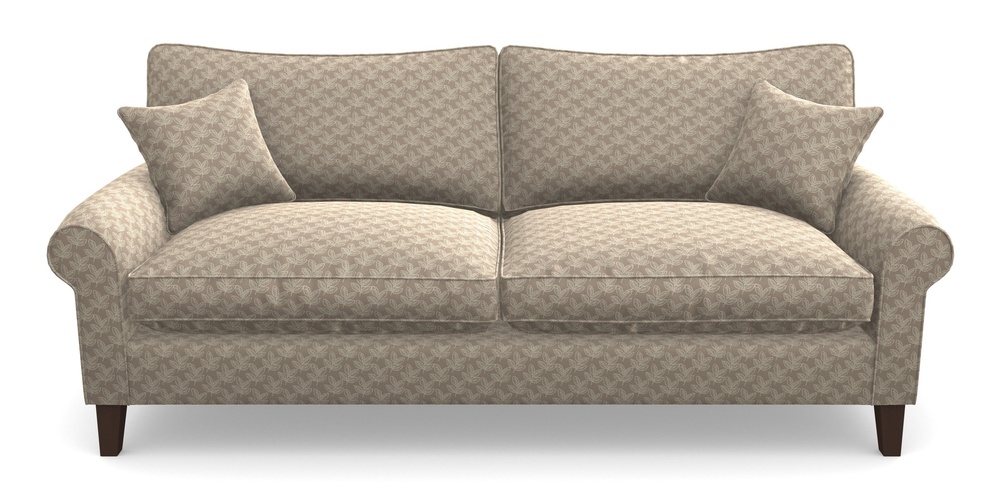 Product photograph of Waverley Scroll Arm 4 Seater Sofa In Cloth 21 - Decorative Leaf - Beech from Sofas and Stuff Limited