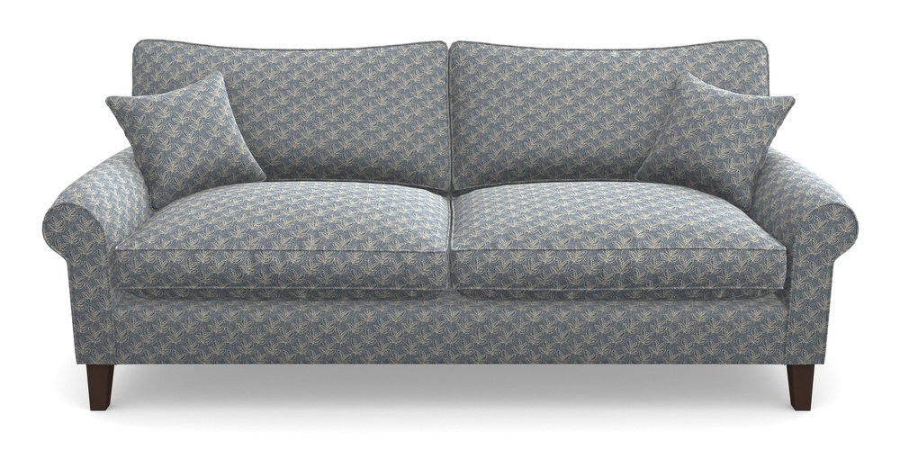 Product photograph of Waverley Scroll Arm 4 Seater Sofa In Cloth 21 - Decorative Leaf - Bilberry from Sofas and Stuff Limited