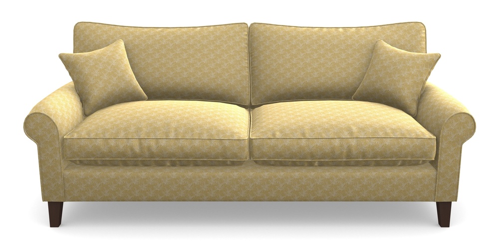 Product photograph of Waverley Scroll Arm 4 Seater Sofa In Cloth 21 - Decorative Leaf - Canary from Sofas and Stuff Limited