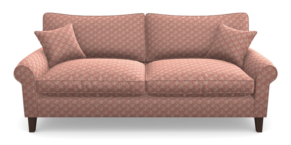 Product photograph of Waverley Scroll Arm 4 Seater Sofa In Cloth 21 - Decorative Leaf - Ginger Snap from Sofas and Stuff Limited