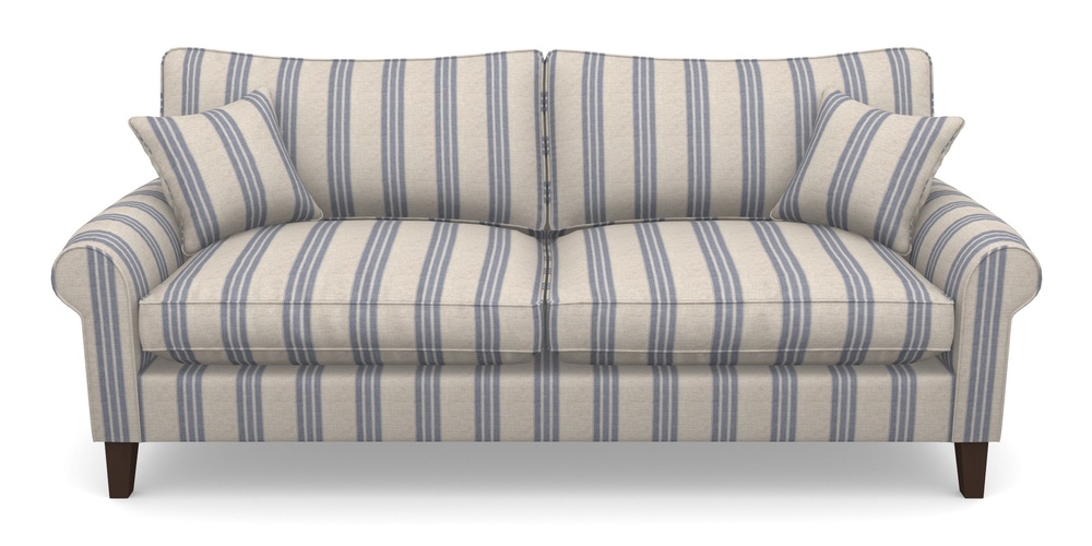 Product photograph of Waverley Scroll Arm 4 Seater Sofa In Cloth 18 Stripes - Bengal - Indigo from Sofas and Stuff Limited