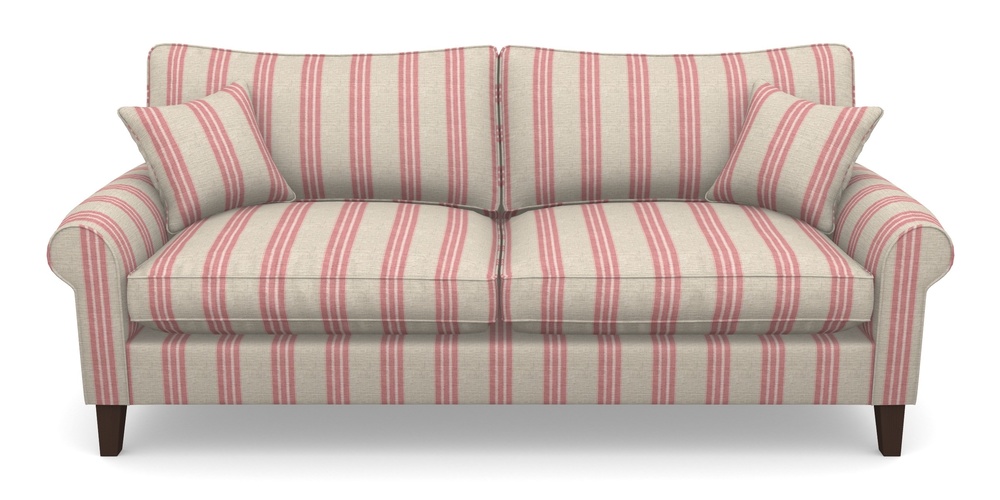 Product photograph of Waverley Scroll Arm 4 Seater Sofa In Cloth 18 Stripes - Bengal - Cranberry from Sofas and Stuff Limited