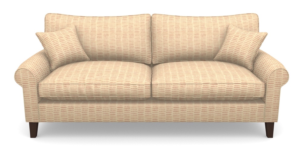 Product photograph of Waverley Scroll Arm 4 Seater Sofa In Cloth 18 - Daub - Flamingo from Sofas and Stuff Limited