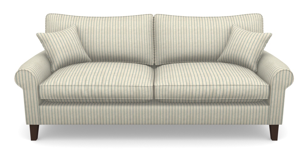 Product photograph of Waverley Scroll Arm 4 Seater Sofa In Cloth 18 Stripes - Ticking - Basil from Sofas and Stuff Limited