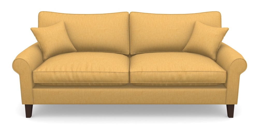 Product photograph of Waverley Scroll Arm 4 Seater Sofa In Clever Cotton Mix - Mustard from Sofas and Stuff Limited