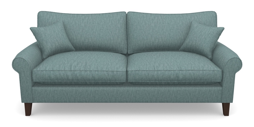 Product photograph of Waverley Scroll Arm 4 Seater Sofa In Clever Cotton Mix - Teal from Sofas and Stuff Limited
