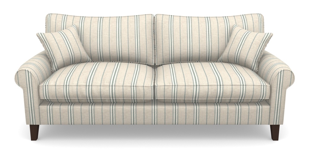 Product photograph of Waverley Scroll Arm 4 Seater Sofa In Cloth 18 Stripes - Regimental - Basil from Sofas and Stuff Limited