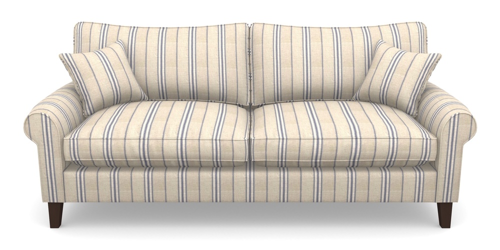 Product photograph of Waverley Scroll Arm 4 Seater Sofa In Cloth 18 Stripes - Regimental - Indigo from Sofas and Stuff Limited