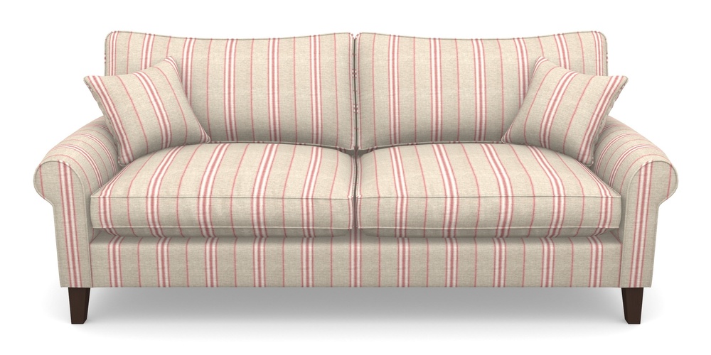 Product photograph of Waverley Scroll Arm 4 Seater Sofa In Cloth 18 Stripes - Regimental - Cranberry from Sofas and Stuff Limited
