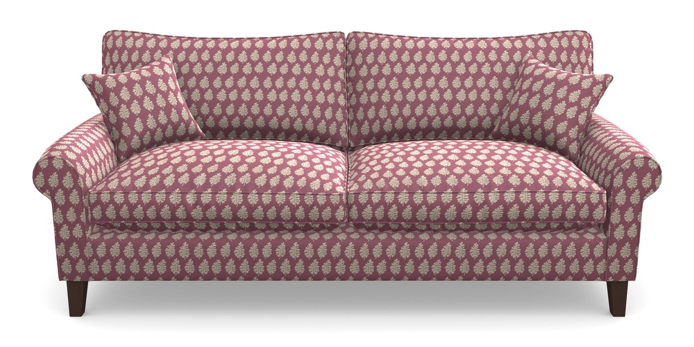 Product photograph of Waverley Scroll Arm 4 Seater Sofa In Cloth 21 - Oak Leaf - Cassis from Sofas and Stuff Limited