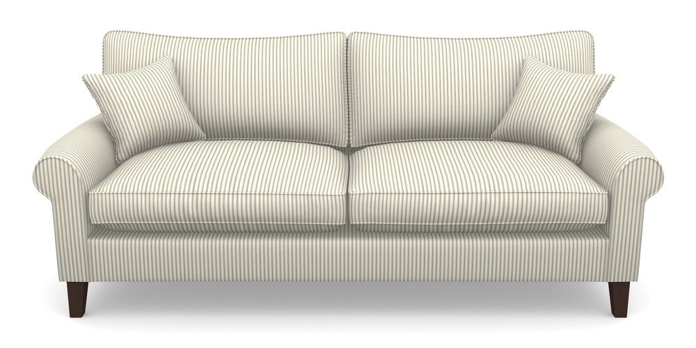Product photograph of Waverley Scroll Arm 4 Seater Sofa In Cotton Stripe - Airforce from Sofas and Stuff Limited