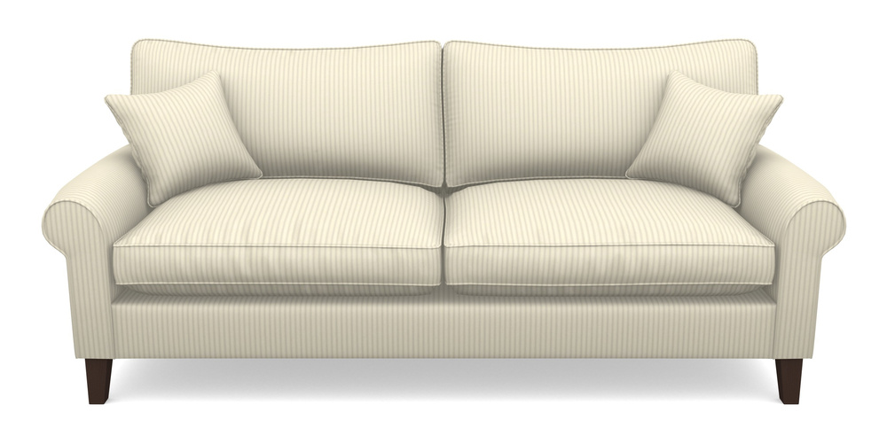 Product photograph of Waverley Scroll Arm 4 Seater Sofa In Cotton Stripe - Grey from Sofas and Stuff Limited