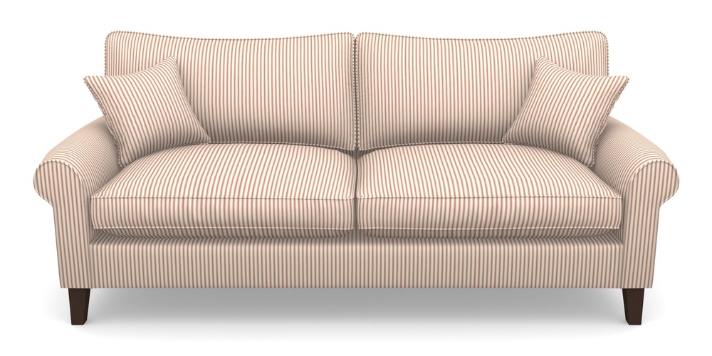 Product photograph of Waverley Scroll Arm 4 Seater Sofa In Cotton Stripe - Peony from Sofas and Stuff Limited