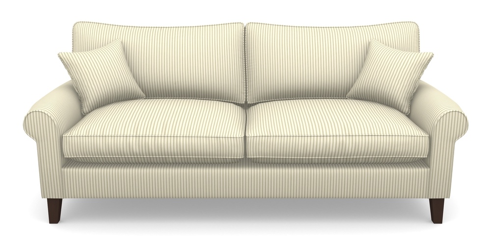 Product photograph of Waverley Scroll Arm 4 Seater Sofa In Cotton Stripe - Sage from Sofas and Stuff Limited