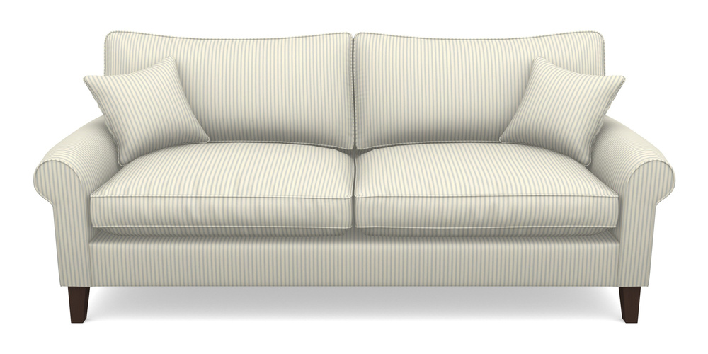 Product photograph of Waverley Scroll Arm 4 Seater Sofa In Cotton Stripe - Sky from Sofas and Stuff Limited