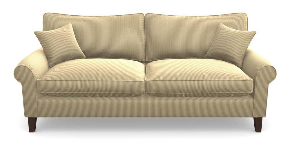Product photograph of Waverley Scroll Arm 4 Seater Sofa In Cloth 21 - Simple Stripe - Canary from Sofas and Stuff Limited