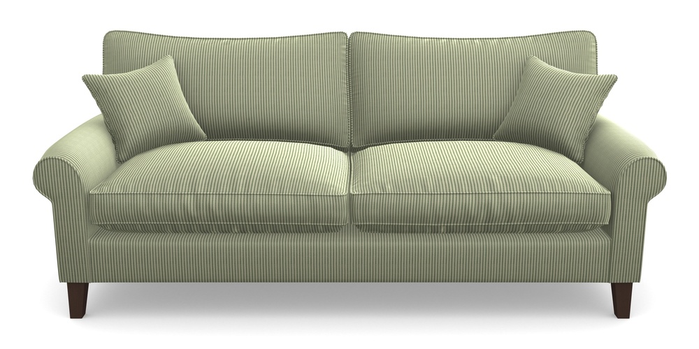 Product photograph of Waverley Scroll Arm 4 Seater Sofa In Cloth 21 - Simple Stripe - Forest from Sofas and Stuff Limited