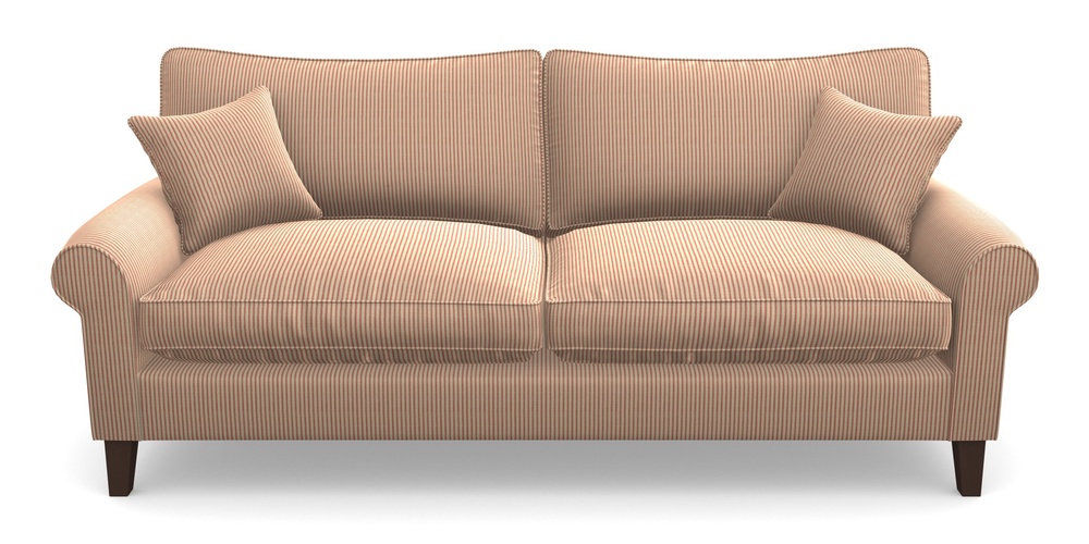 Product photograph of Waverley Scroll Arm 4 Seater Sofa In Cloth 21 - Simple Stripe - Ginger Snap from Sofas and Stuff Limited