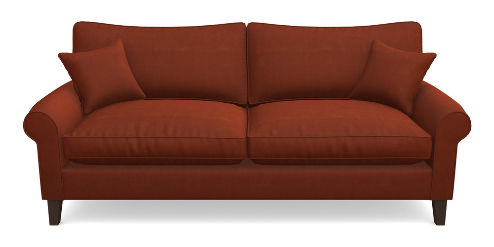 Product photograph of Waverley Scroll Arm 4 Seater Sofa In Clever Tough And Eco Velvet - Tawny from Sofas and Stuff Limited