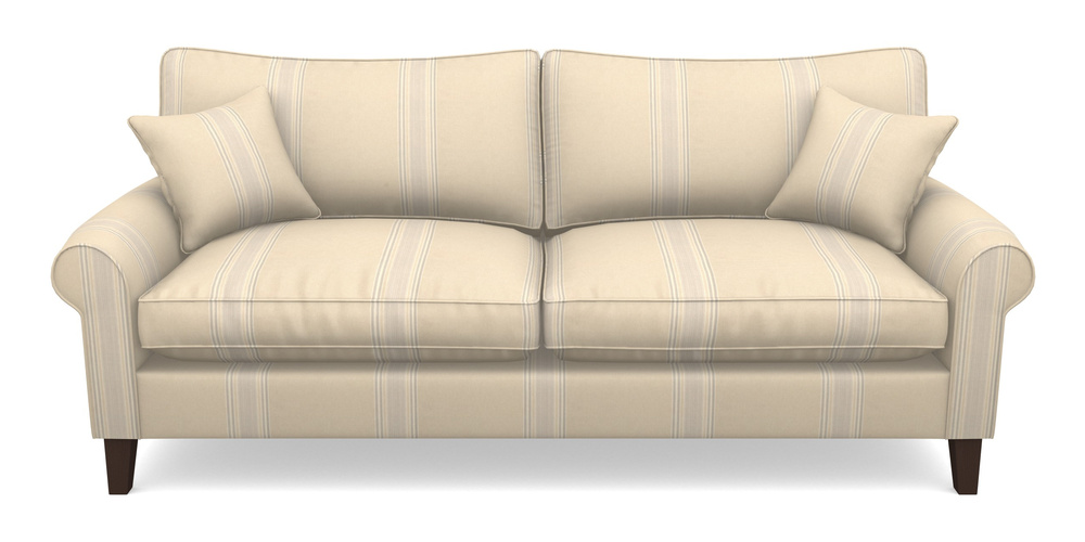 Product photograph of Waverley Scroll Arm 4 Seater Sofa In Cloth 22 - Racing Stripes Cheltenham - Dove from Sofas and Stuff Limited