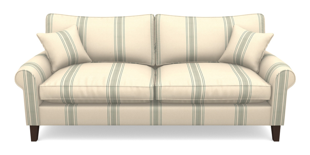 Product photograph of Waverley Scroll Arm 4 Seater Sofa In Cloth 22 - Racing Stripes Cheltenham - Mint from Sofas and Stuff Limited
